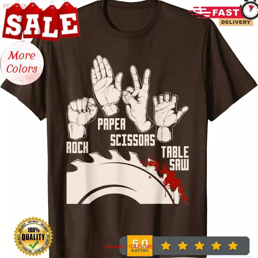 Rock Paper Scissors Table Saw Funny Woodworking T Shirt Vintage Breathable Stretched Stylish Homme Slightly Fashion