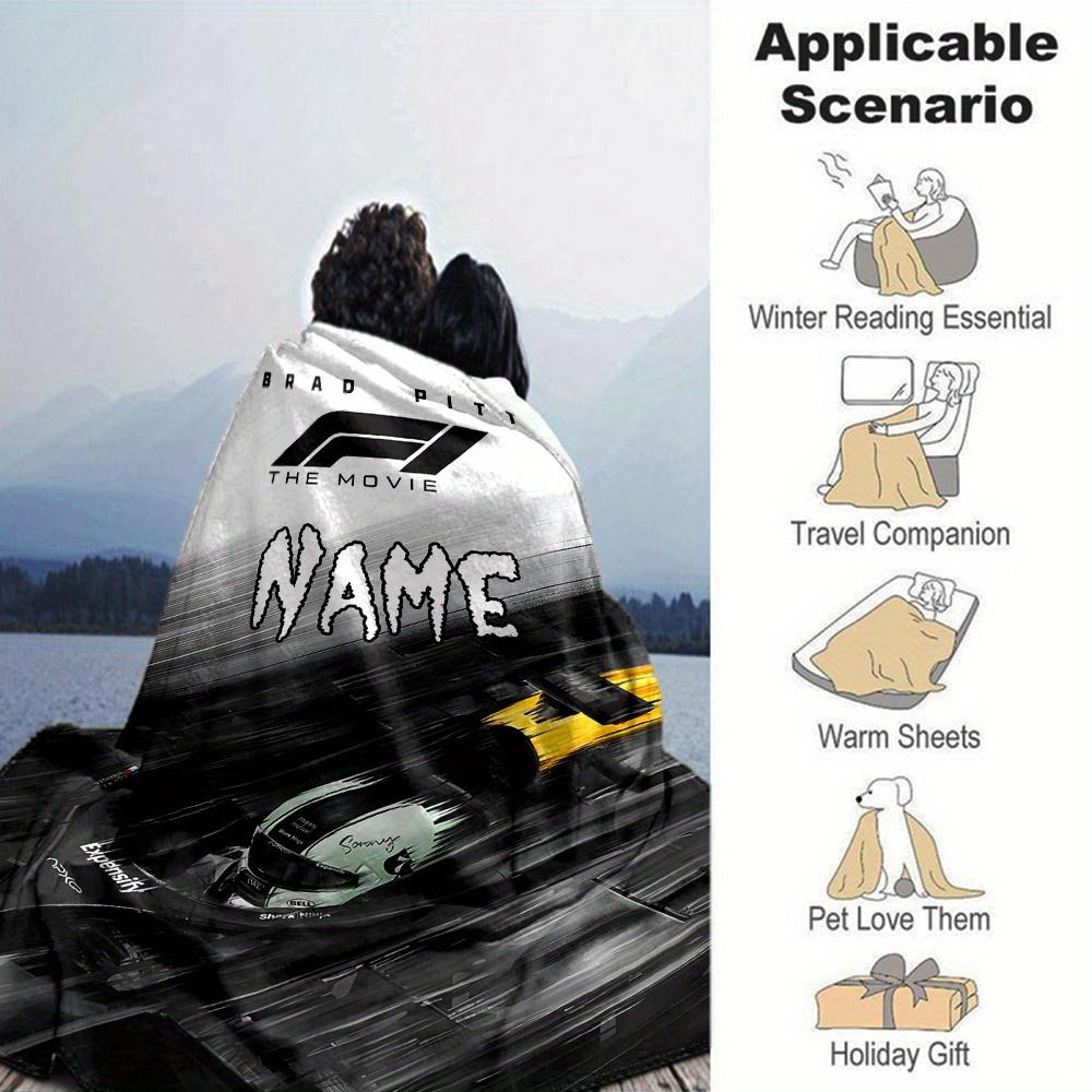 Brad Pitt F1 Race Car Driver Movie Scene Customized Your Name Blanket Lightweight And Comfortable Warm Blanket Suitable For Bed Home Chair Office Sofa