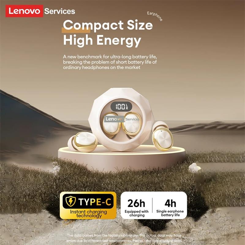 Original Lenovo LE206 Wireless Sleep Invisible Earbuds Tiny Hidden Earphone Bluetooth 6.0 Headphone Sport Stereo Noise Cancelling Headset