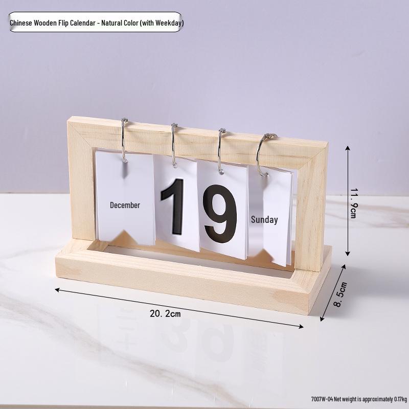 Creative Wooden Flip-Page Perpetual Desktop Calendar – INS Style, Simple Disassembly, Ideal for Office Decor.