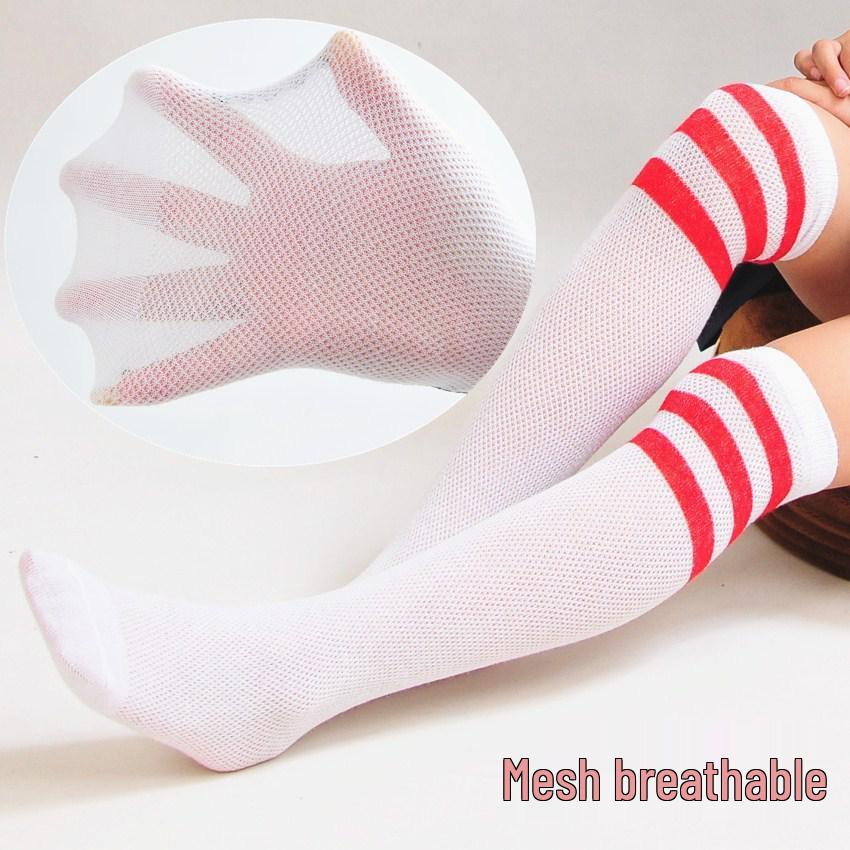 Children's Striped Mid-Calf School Uniform Socks - Football Performance High-Tops