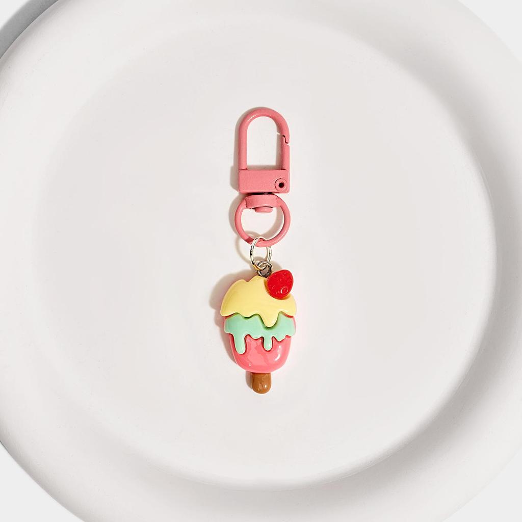 Adorable Cartoon Ice Cream Cake Keychain Pendant - Creative Birthday Gift for Girls and Students