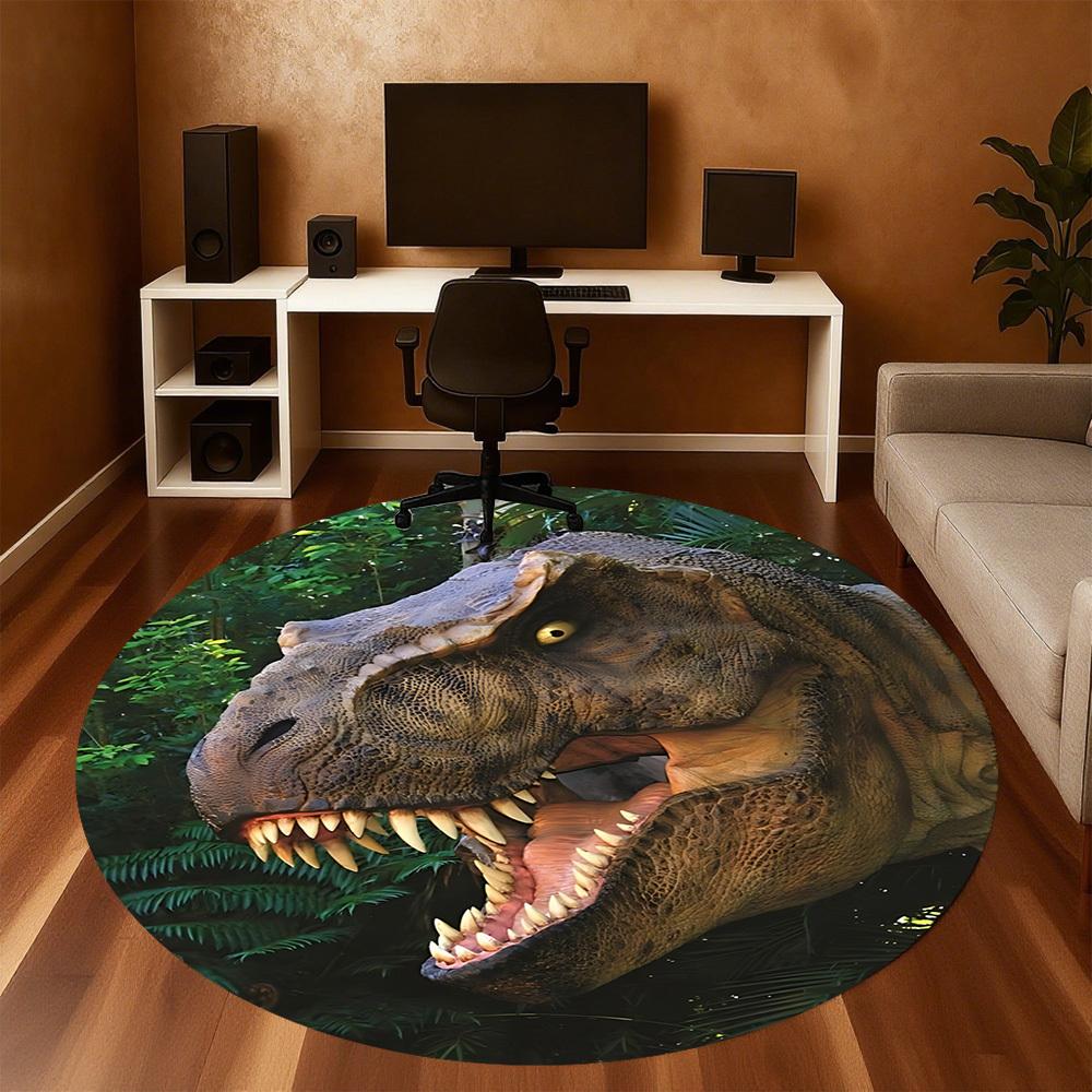 1pc Tyrannosaurus rex, prehistoric Round Chair mat Area Rug - Non-Slip, Floor Mat for Office, Bedroom, and Indoor Decor c1125323