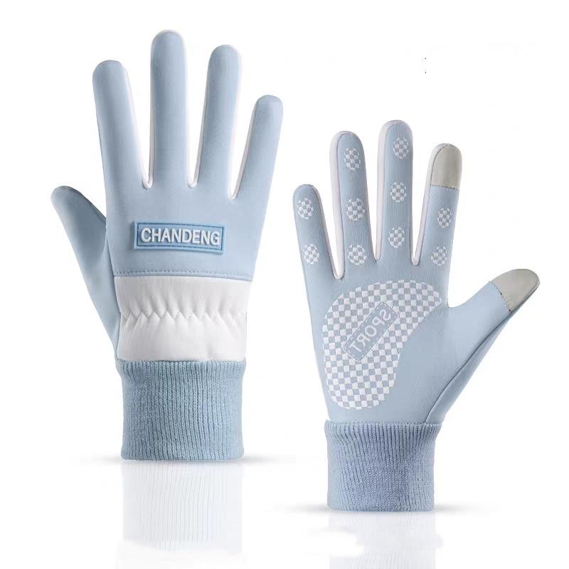 

Женские осенне-зимние уличные велосипедные перчатки, спортивные перчатки для тренажерного зала, фитнеса, бега, теплые перчатки с сенсорным экраном, нескользящие перчатки, альпинистские перчатки синий