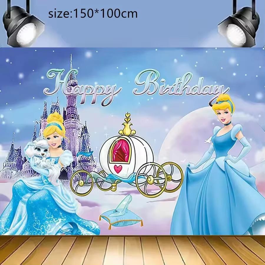 Cinderella Birthday Party Decoration Princess Balloons Cups Plates Banner For Girls Party Favor Gifts Baby Shower Photo Props