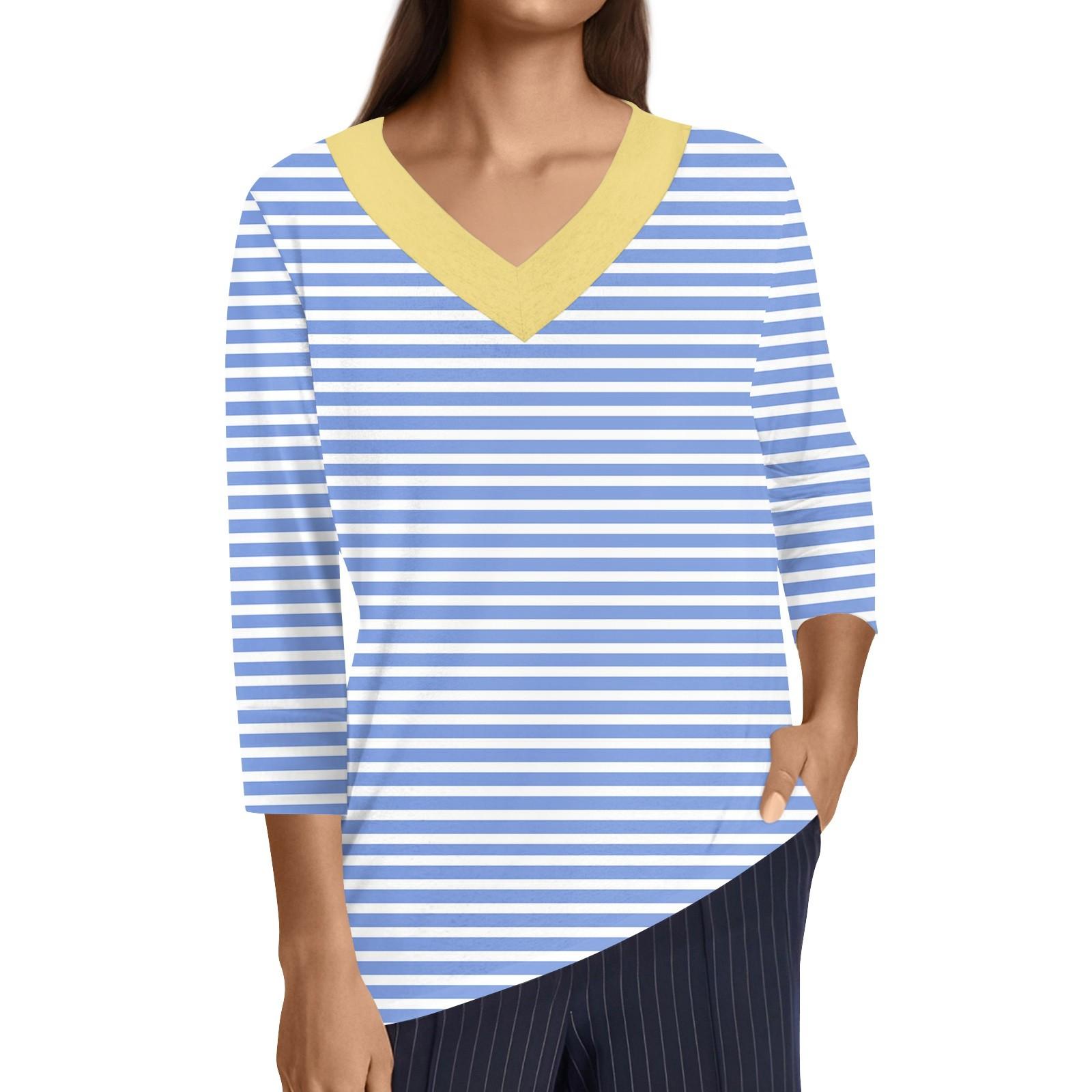 

Женская модная повседневная свободная футболка с круглым вырезом и рукавами 3/4 с принтом, женский топ XL небесно-голубой