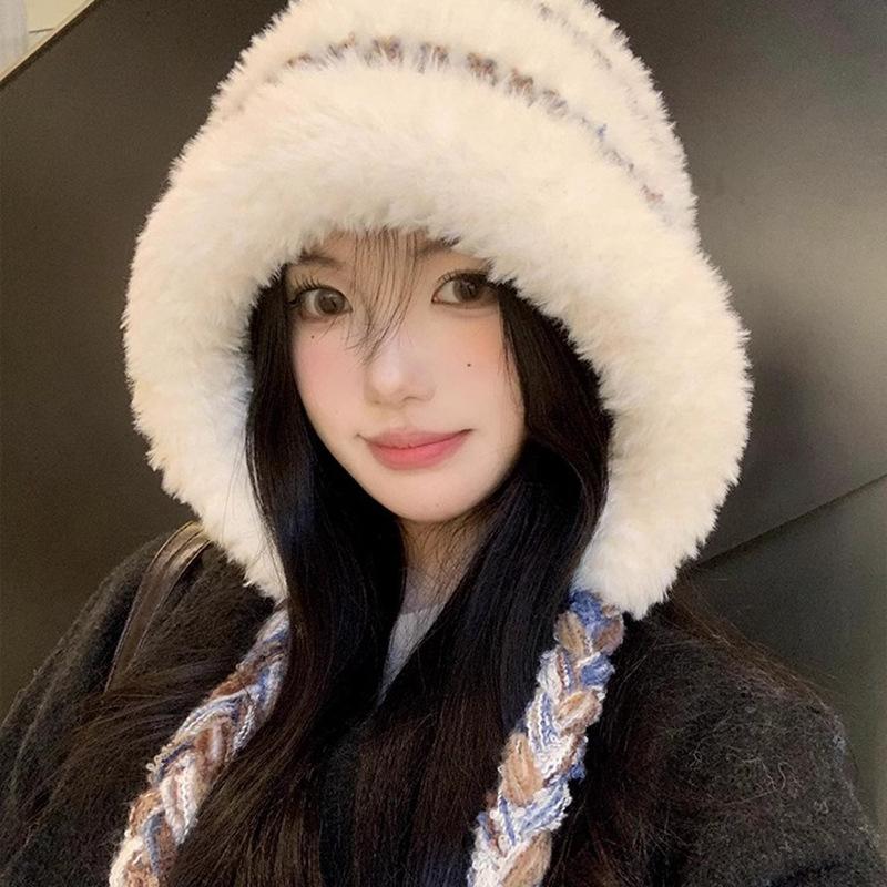 Big Head Circumference Plush Face Small Ear Protector Wool Hat Autumn and Winter Warm and Cold-proof Lei Feng Hat Versatile Knitted Hat