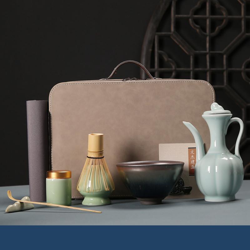 

7 шт./набор ручной работы для дома, легко чистящийся чайный набор матча, подставка для инструментов, миска, венчик, совок, подарочные церемониальные традиционные японские чайные сервизы Seven-piece Set