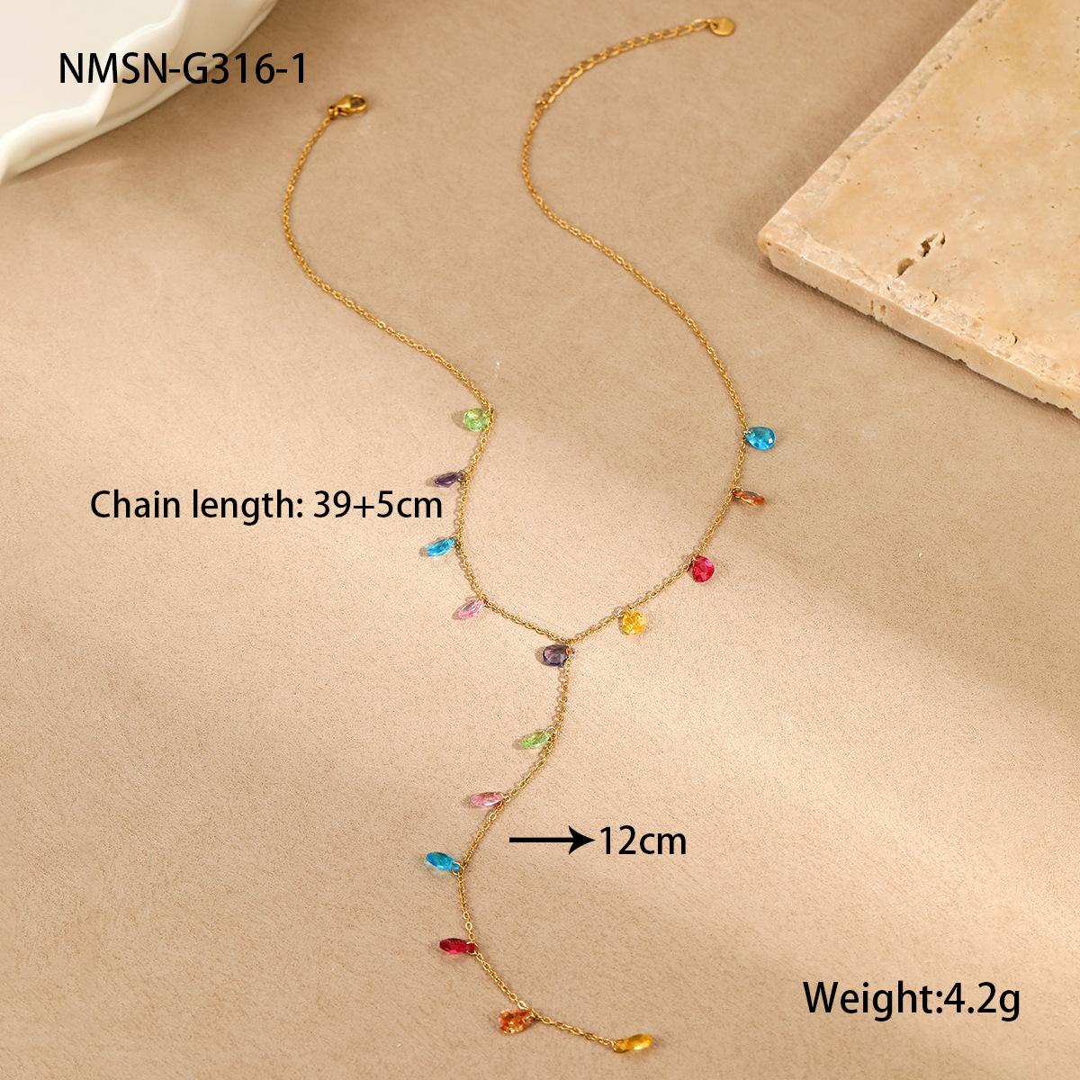 GEMCHIC Women s Stainless Steel 18K Gold Plated Y-Chain Tassel Pendant Necklace Fashion Geometric