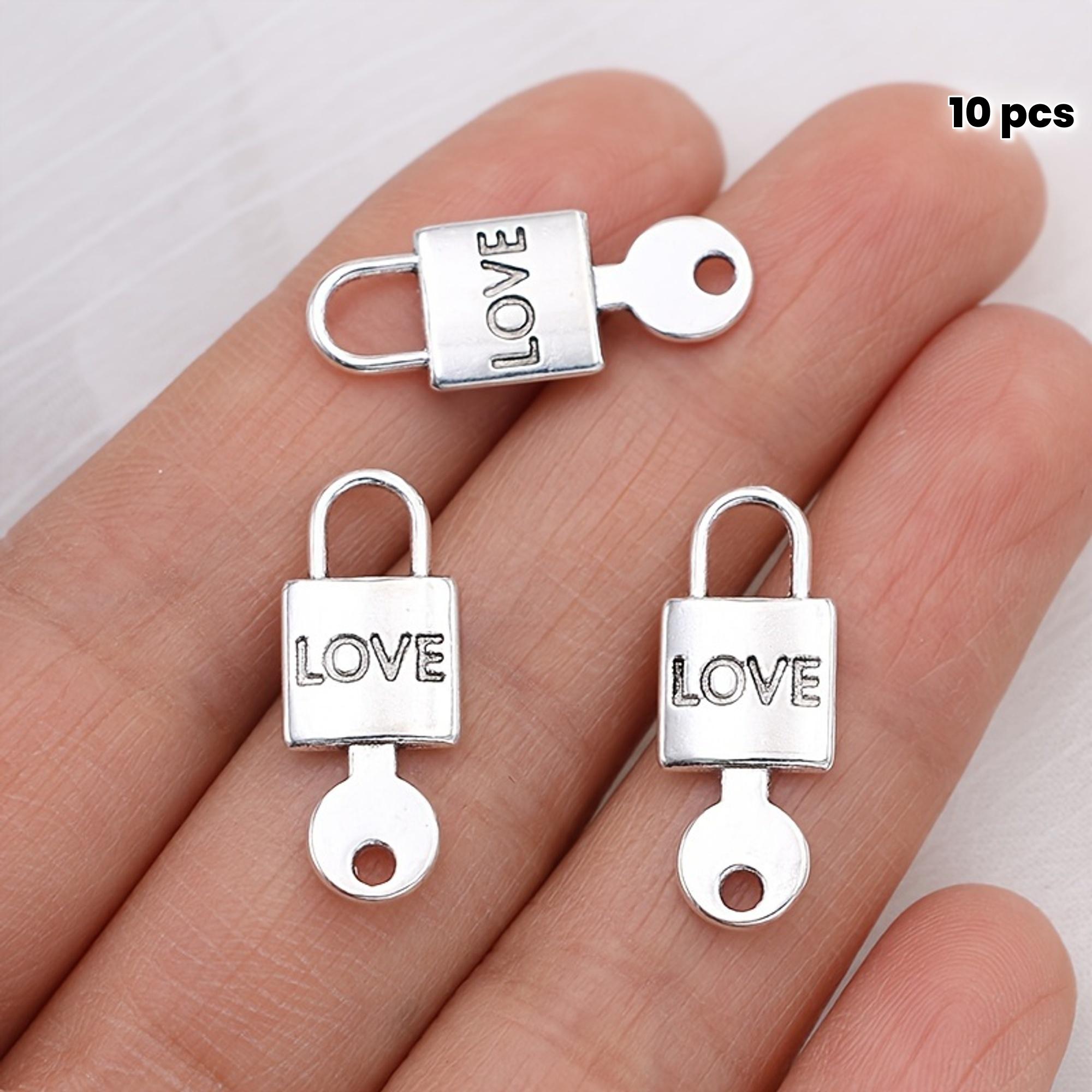 

10 pieces of zinc alloy love locks and keychain accessories, DIY necklaces, bracelets, earrings, keychain crafts, Valentine s Da