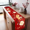 Chinese Lunar New Year Floral Linen Table Runner Party Decor Reusable Spring Festival Kitchen Dining Table Runner New Year Decor