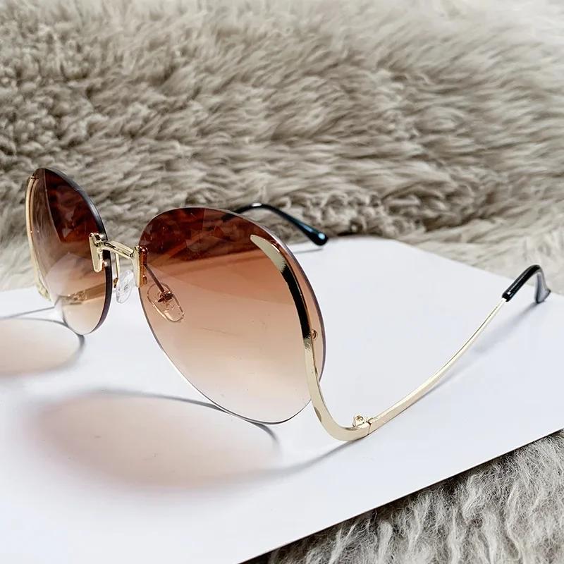 Outdoor Big Frame Round Sun Glasses Women Men Geometric Cool Sun Glasses Mirror Metal Colors Designer  Fashion Other