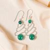 Rare Malachite Gemstone 925 Sterling Silver Jewelry Handmade Hook Earrings 2.13" EE-84-21