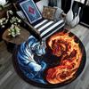 Yin Yang Tiger Round Area Rug,Carpet Rug for Living Room Bedroom Sofa Playroom Decor,Non-slip Floor Mat