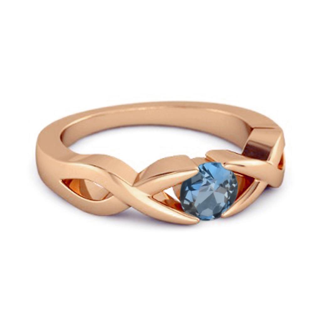 London Blue Topaz Twisted Vine Band Ring - 925 Sterling Silver Rose Gold Vermeil