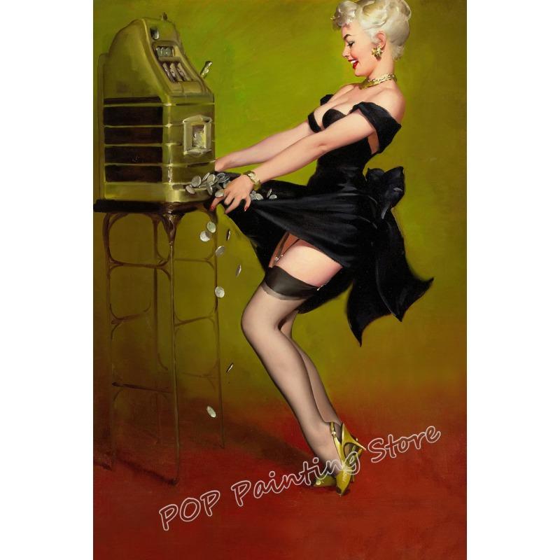 PinUp Cowgirl Wandkunst Retro Western Leinwanddruck Vintage Americana Dekor für Wohnzimmer Ranchhaus Galeriewanddekor Geschenk