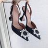Brand Women Pumps Crystal Slingback High Heels Summer Bride Shoes Comfortable Triangle Heeled Party Wedding Shoes