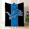 Blue Lion Logo On Black and Blue Stripes Flannel Blanket for Bedroom, Living Room, Sofa, and Nap Sofas