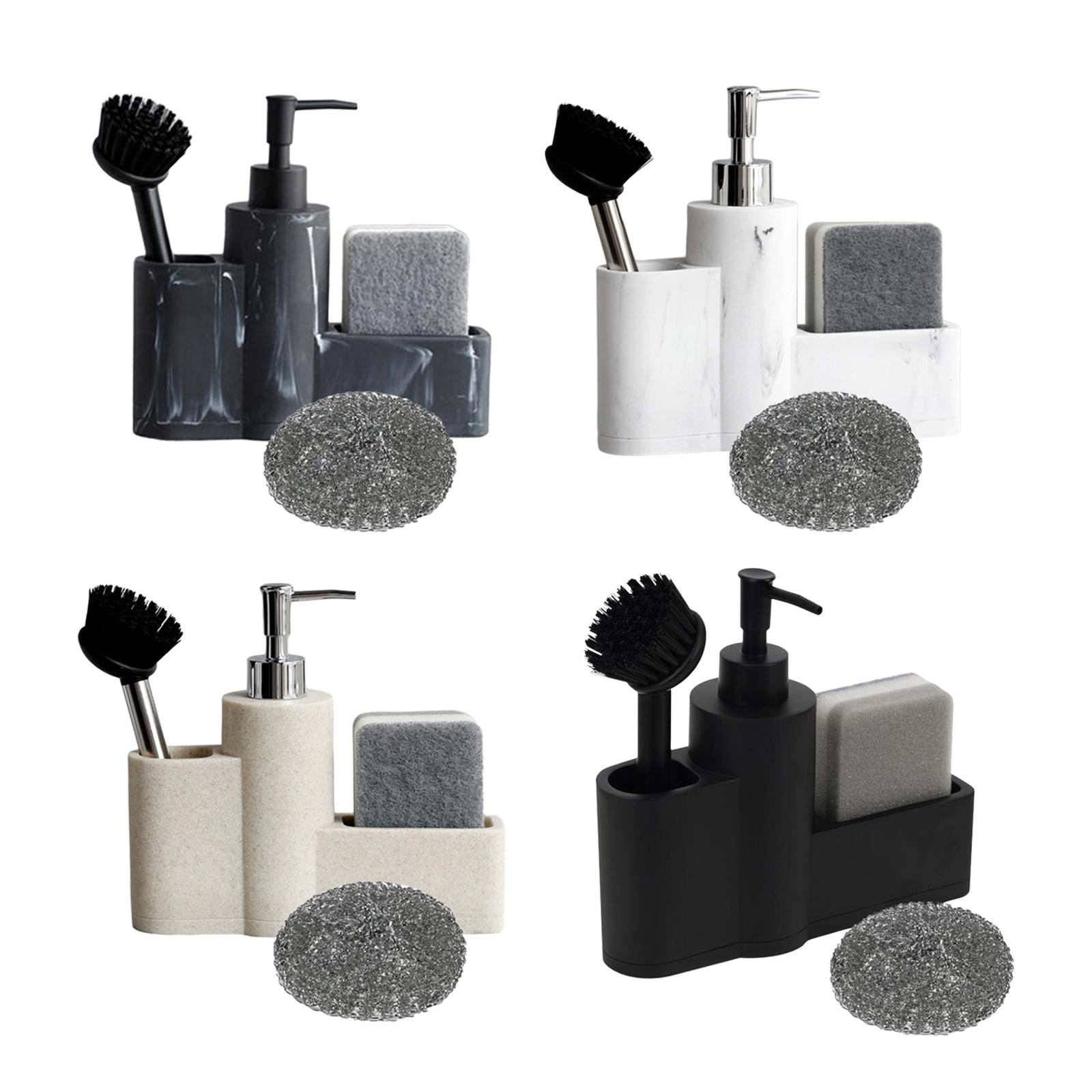 Kitchen Soap Dispenser with Sponge Holder Liquid Hand Soap Dispenser Pump Bottle nero