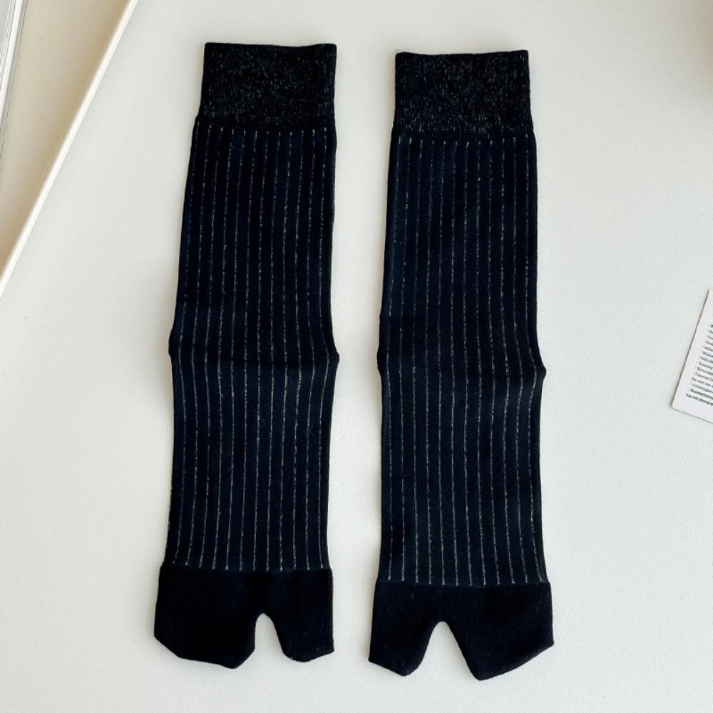Japanese Harajuku Comfortable Split Toe Socks Ultra-Thin Cotton Two-Toed Socks Split Toe Golden Silk Stripe Socks Summer 3XS