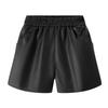 2026 Autumn/Winter Women's High Waist A-line PU Leather Shorts with Elastic Waist and Slimming Wide Leg Design