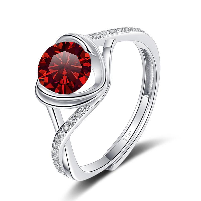 Bague Ringen Anello di Fidanzamento da Donna con Pietra Mosang Love a Croce da Un Carato Oro Puro Argento 925 Gioielli da Matrimonio Misura Regolabile
