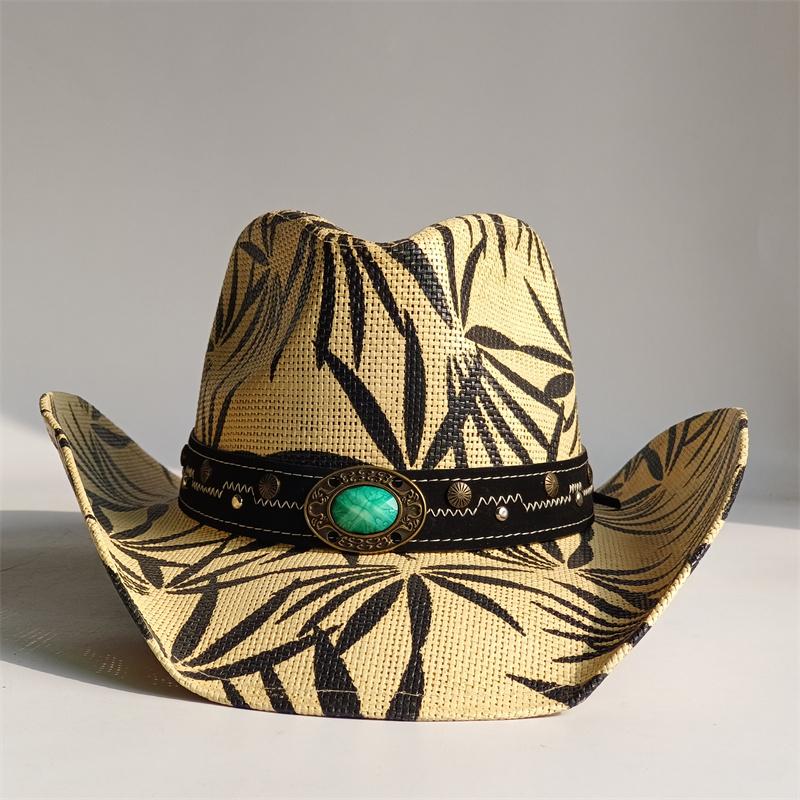 Nouveau Chapeau de Cowboy Western Vintage pour Homme Chapeau de Soleil de Plage Tressage en Paille Fait Main Chapeau Jazz Cowgirl Gentleman Sombrero Hombre
