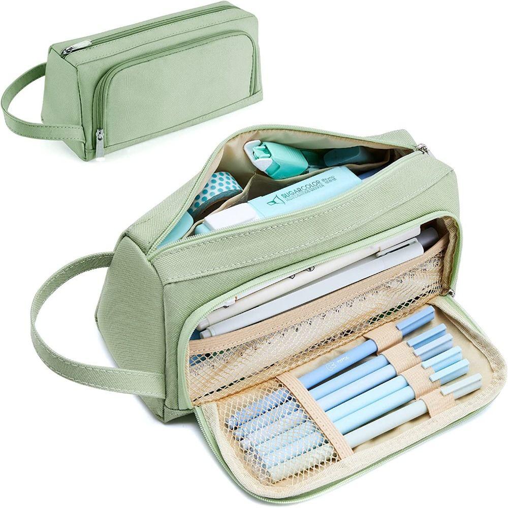 

Double Zip Make Up Bag Japanese Style Pen Pouch Case Portable Storage Bag Student School Supplies