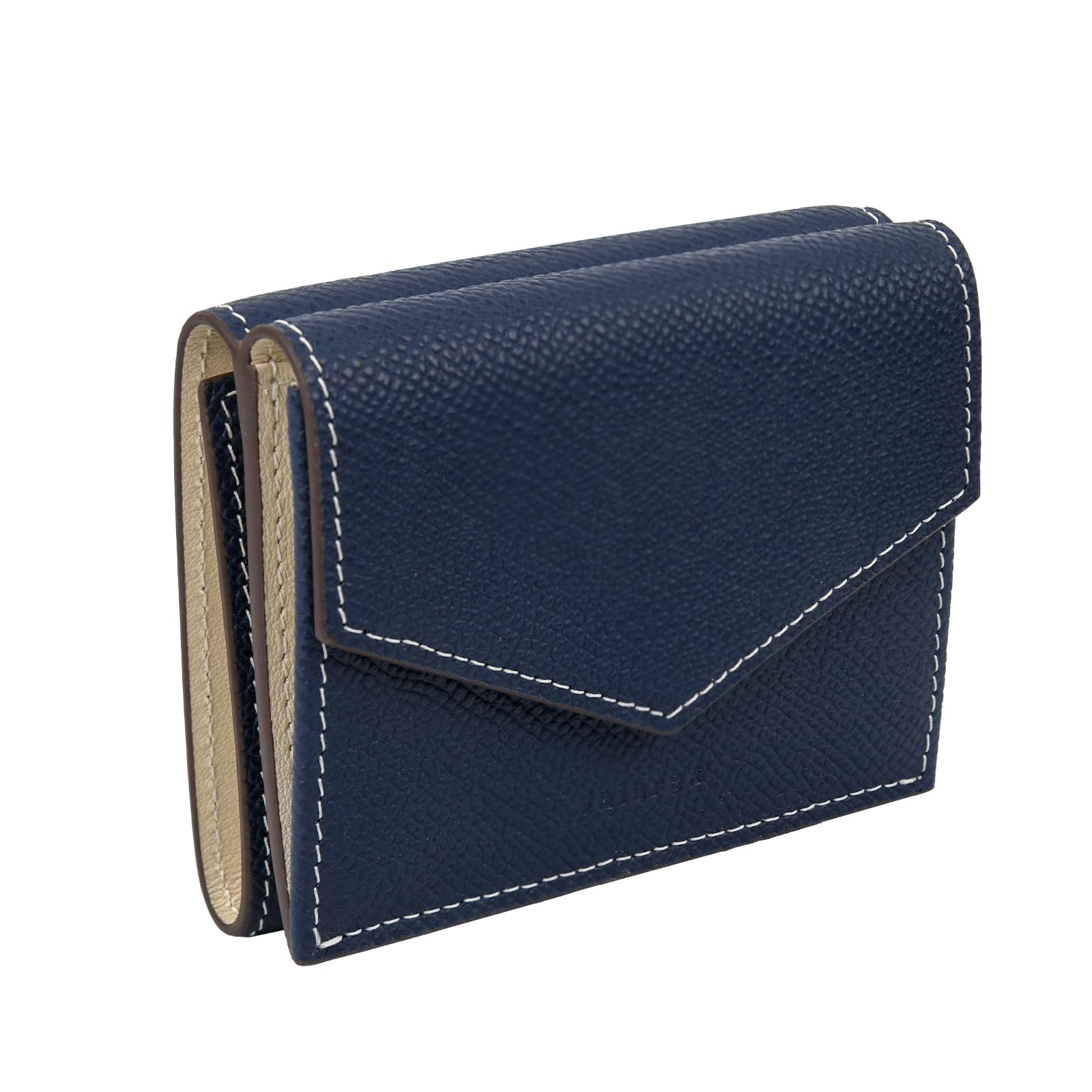 

Valorex Small Tri-fold Wallet, Italian Epson Leather, Compact, Card Slots, for Men and Women (Navy)