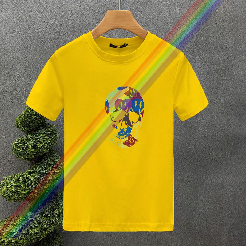 New High Quality Luxury Brand Y2k Skeleton Printing Clothing T-Shirt Harajuku 100% Cotton For Men's O-Neck Short Sleeve Top Tees