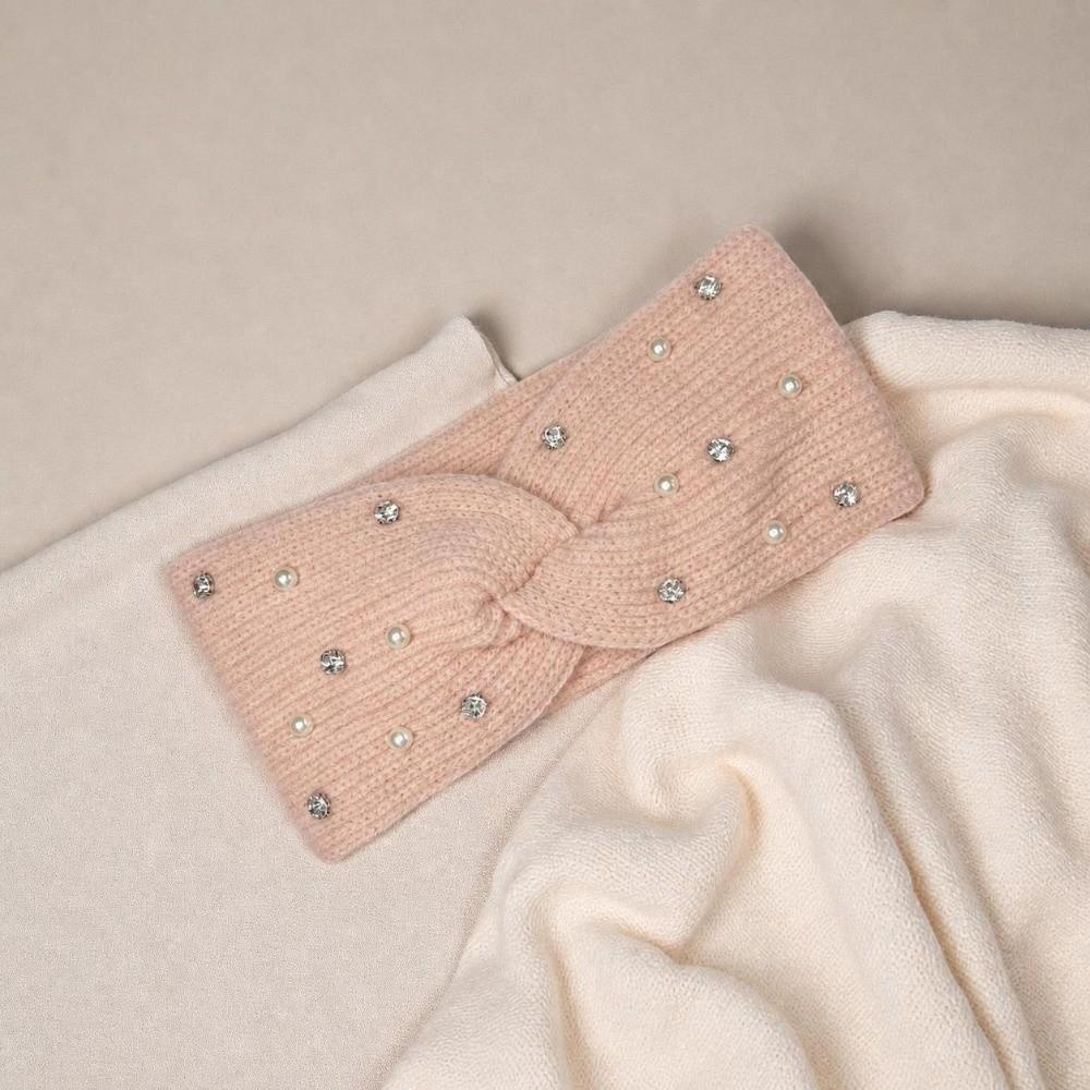 Rhinestone Pearl Decor Winter Pearl Headband Multiple Colors Elastic Ear Warmer Winter