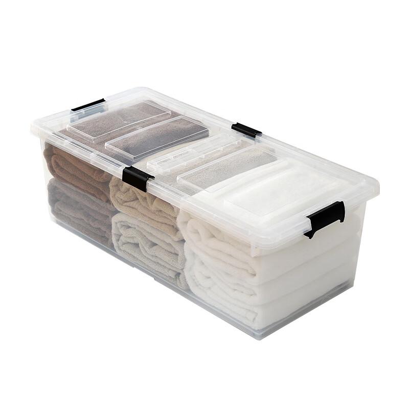 Under-Bed Storage Box with Wheels - Transparent Flat Organizer