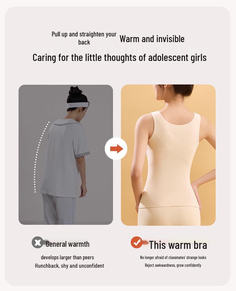 New Style Cashmere Silk Warm Underwear Set with Chest Pad for Middle School Girls: Autumn/Winter