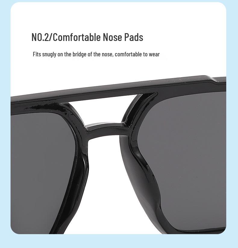 2026 Retro Double Bridge Square Pilot Sunglasses - European & American Fashion Street Style