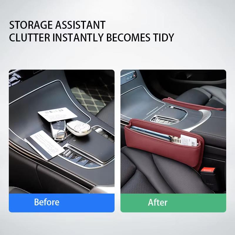 Car Seat Gap Organizer Storage Box Nappa Leather Multifunction Universal Crevice Side Storage Pocket Wallet Key Card Accessories