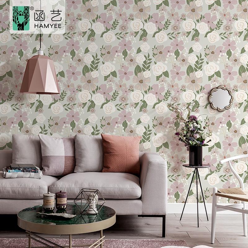 Klebefolie für die Wand - Wasserdichte PVC-Blumenmuster, Verdickte Selbstklebende Heimdekoration, Hintergrund für Schlafzimmerabtrennung