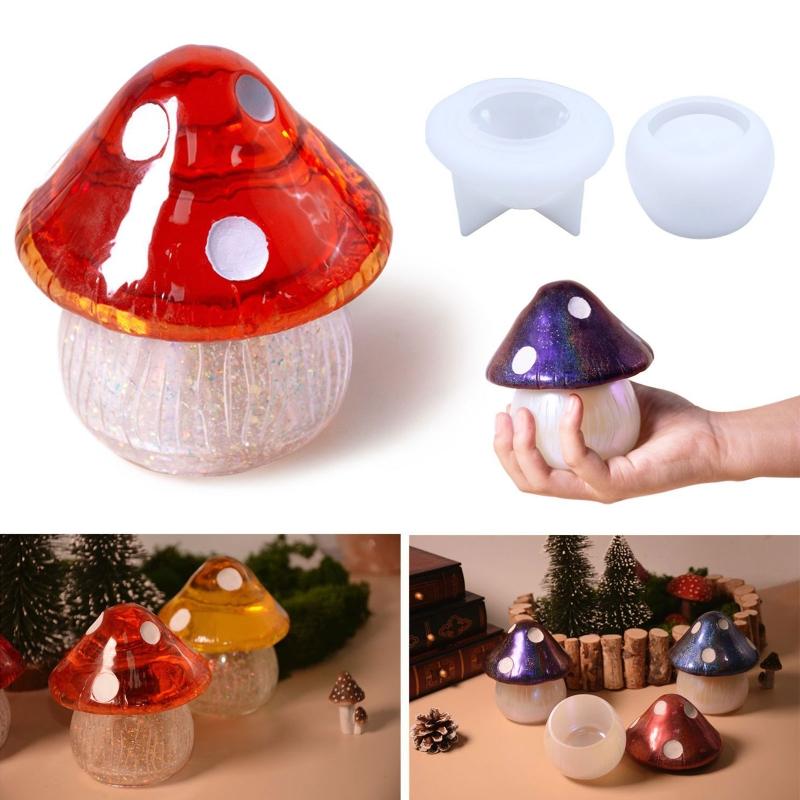 Box Resin Molds,Jewelry Box Molds,Mushroom Silicone Resin Mold Storage Box Mold Epoxy Resin Casting Mold for Home Decor