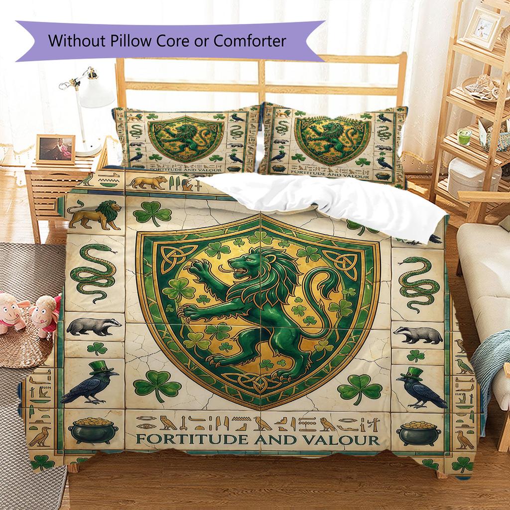 Mural Academy Emblem Pattern Bedding Quilt Set Quilt Cover Pillowcase Home Decoration Birthday Gift (1 * duvet cover + 2 * pillowcase, without core)