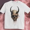 Dark Gothic Skull T-Shirt: Dripping Horns, Occult Art, Grunge Fashion