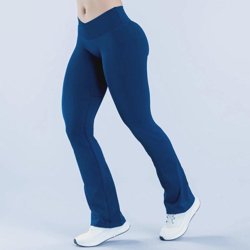 Seamless Cross-Waist Athletic Leggings for Women - Wide-Leg Yoga Gym Pants - Relaxed Workout Athletic Pants