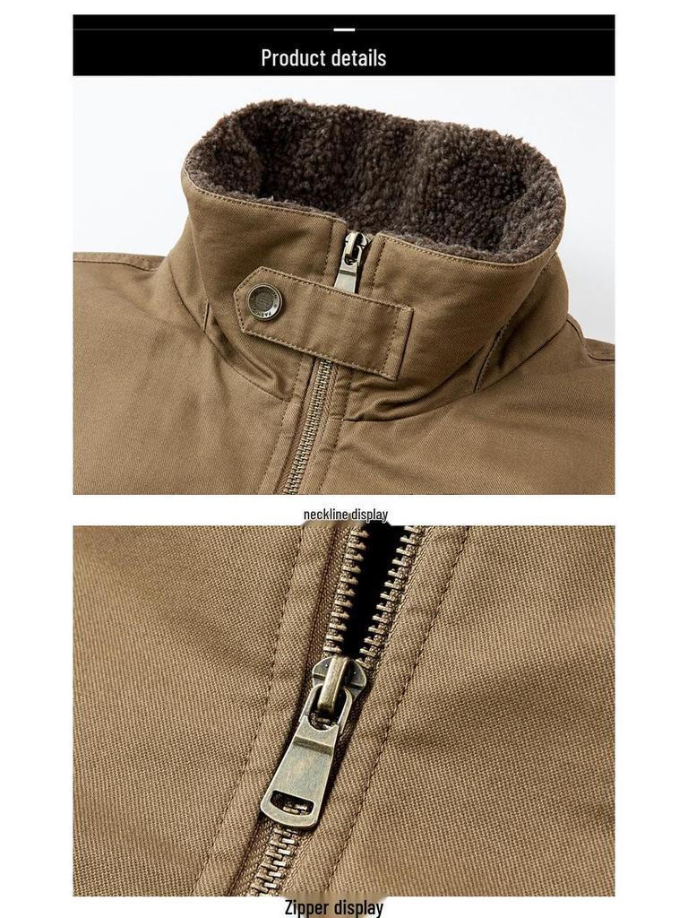 Men's Winter Retro Lambswool Workwear Jacket with Turn-Down Collar