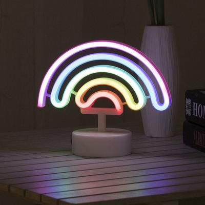 Colorful LED Neon Sign Nightlight 3D Acrylic with Base Rainbow-shaped Neon Light Flicker Free Battery USB Dual-use LED Neon Lamp