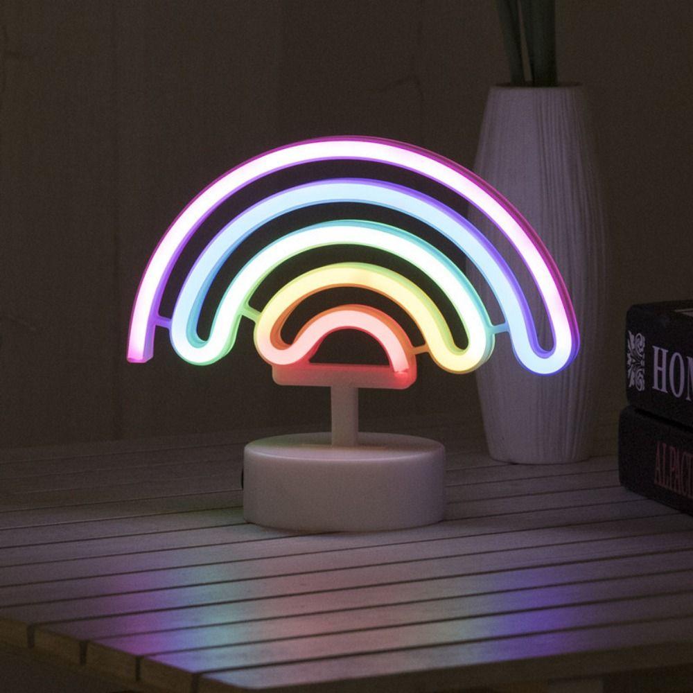 with Base Desktop Rainbow Night Light Colorful LED Neon Lamp Room Decoration