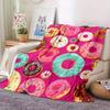 Pink Doughnut Digital-printed Polyester Bedroom Velvet Flannel Cover Blanket Fleece Soft Sofa Cover Blankets for Beds