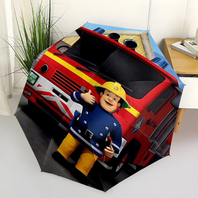 

Fireman Fire trucks Themed Travel Umbrella-8 Ribs Automatic Opening and Closing, Portable Folding Design, Compact and Stylish Umbrella Suita
