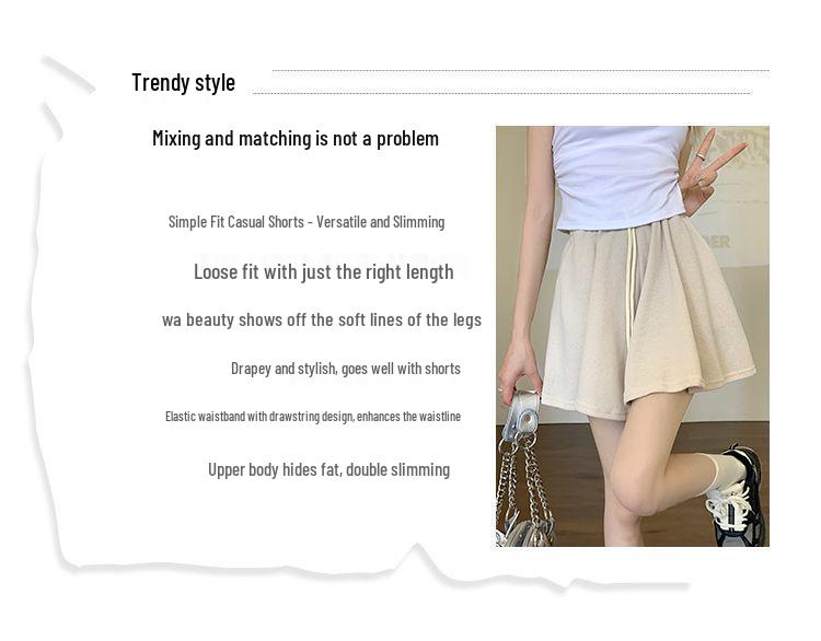 Women's Summer 2025 High-Waisted Wide-Leg Ballet Style Drawstring Shorts