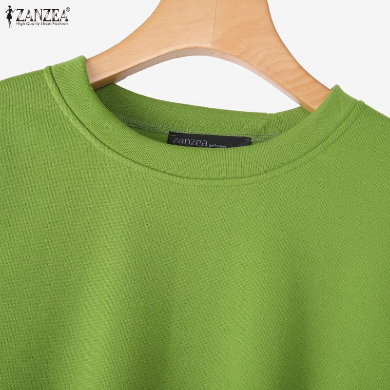 ZANZEA Women Casual Embroidered Splice Long Sleeve Loose Pullover Tops