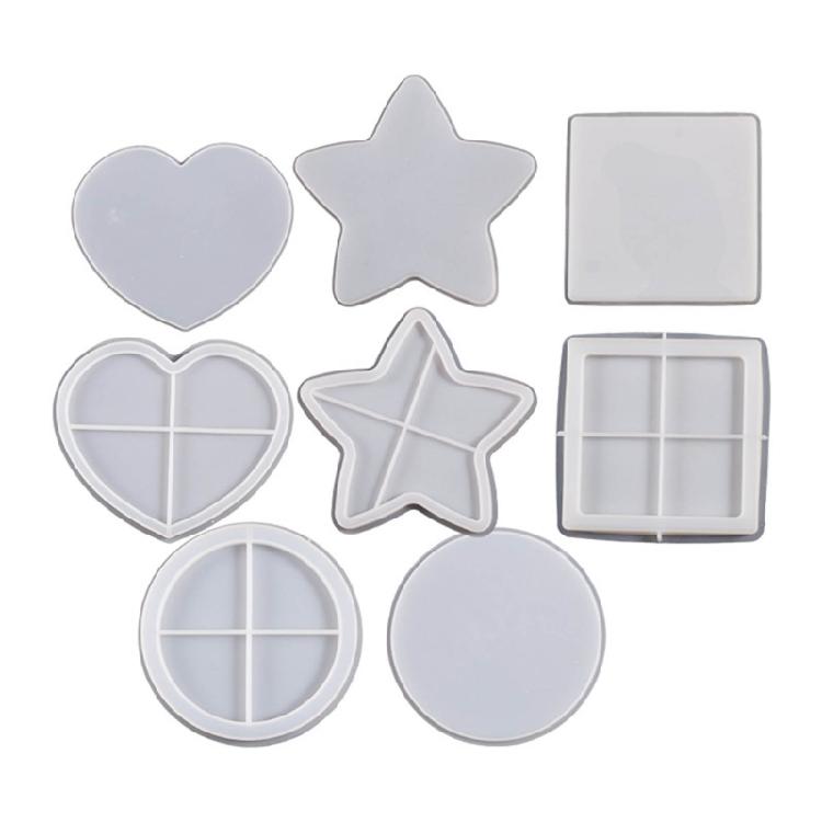 Heart Round-Star Silicone Resin Mold Coaster Shaker Epoxy Molds Quicksand