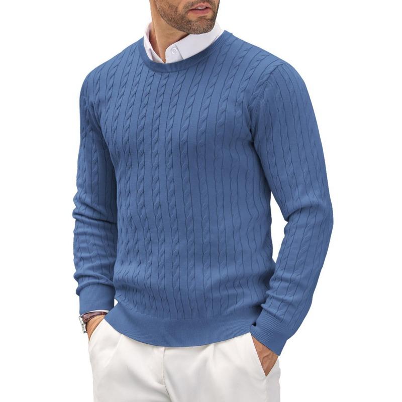 Men's Slim Fit Crew Neck Cable Knit Sweater