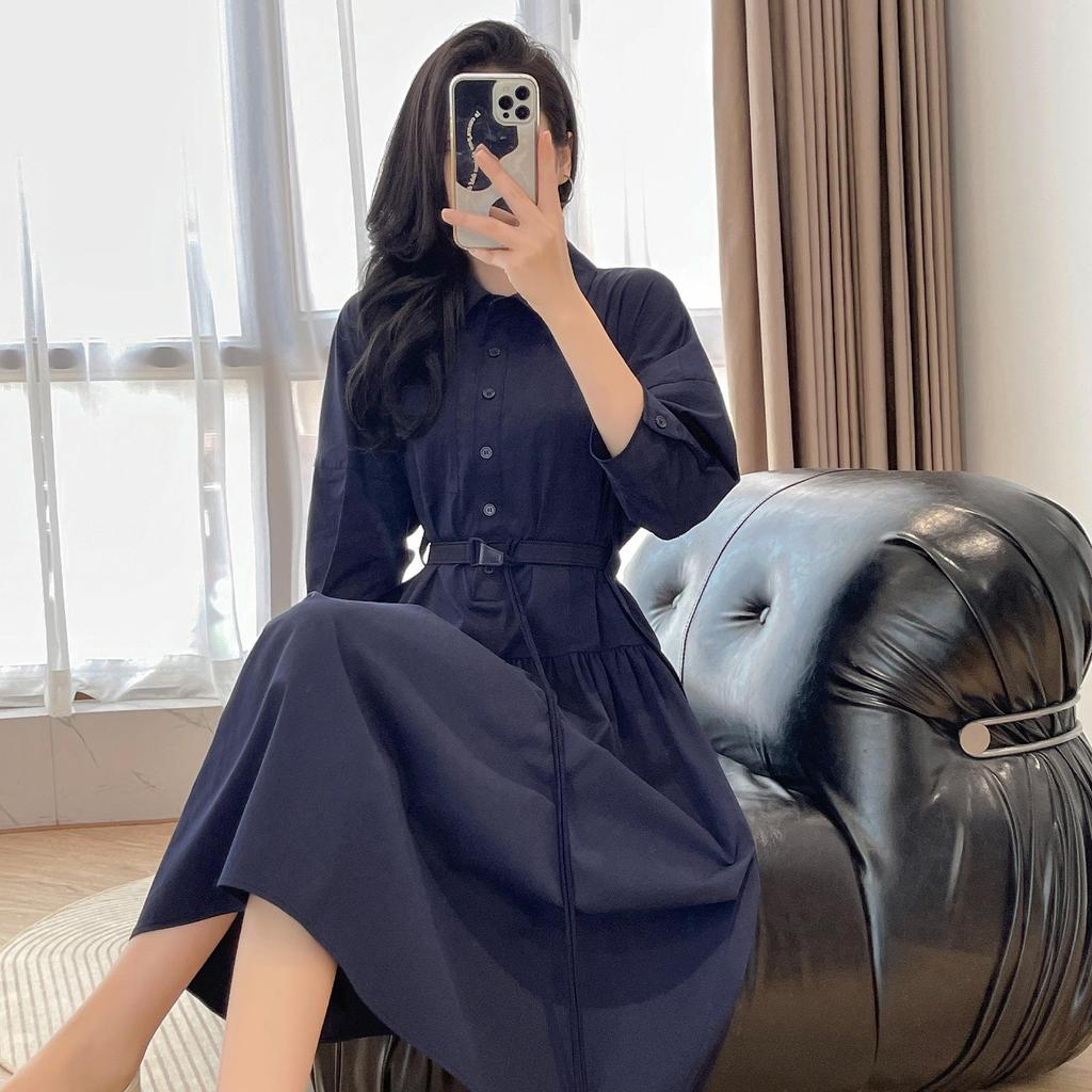 Nanyou Boutique Plus Size Lapel Commuting Shirt Dress - Autumn 2024